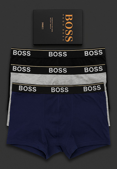 3 Boxer Boss Noir/Gris/Bleu