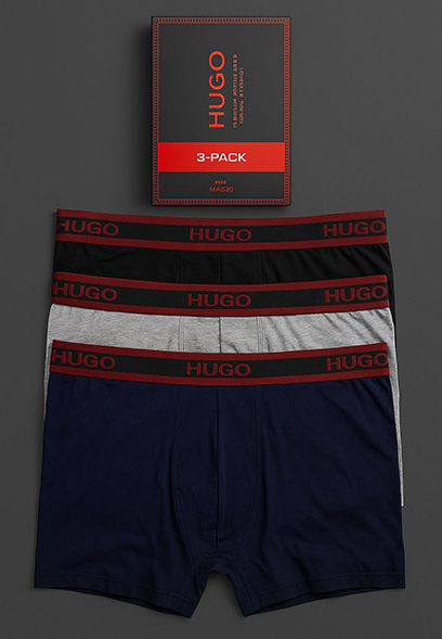 3 Boxer Boss Noir/Gris/Bleu
