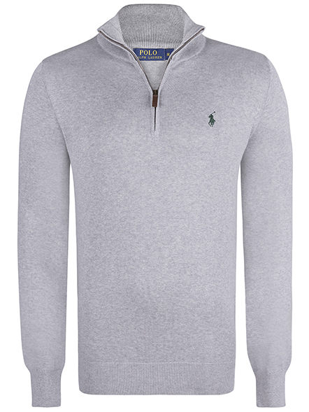 Pull RL Gris col montant zippé