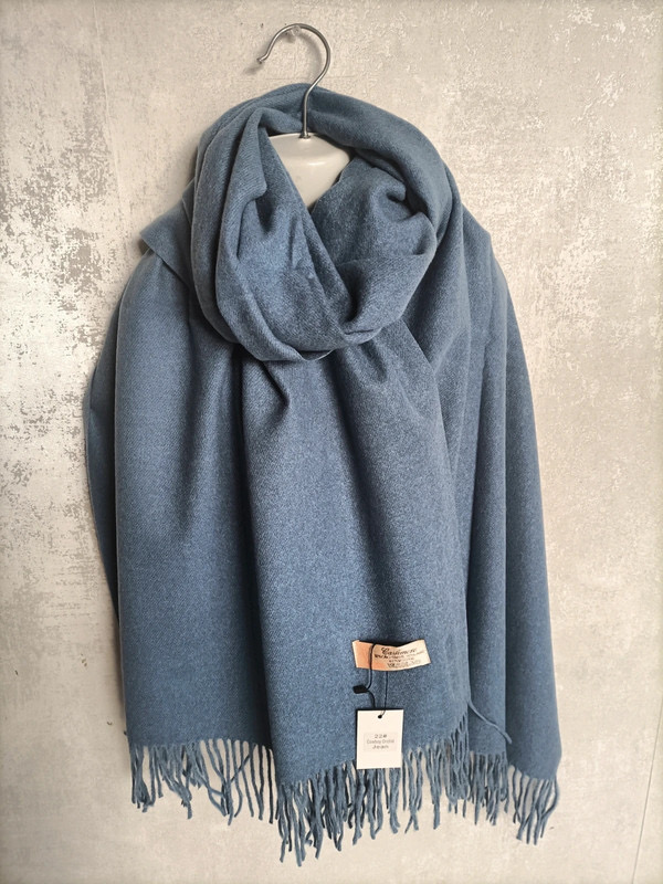 Echarpe cachemire bleu jean